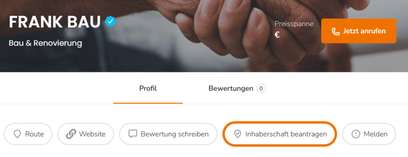 Inhaberschaft Screenshot